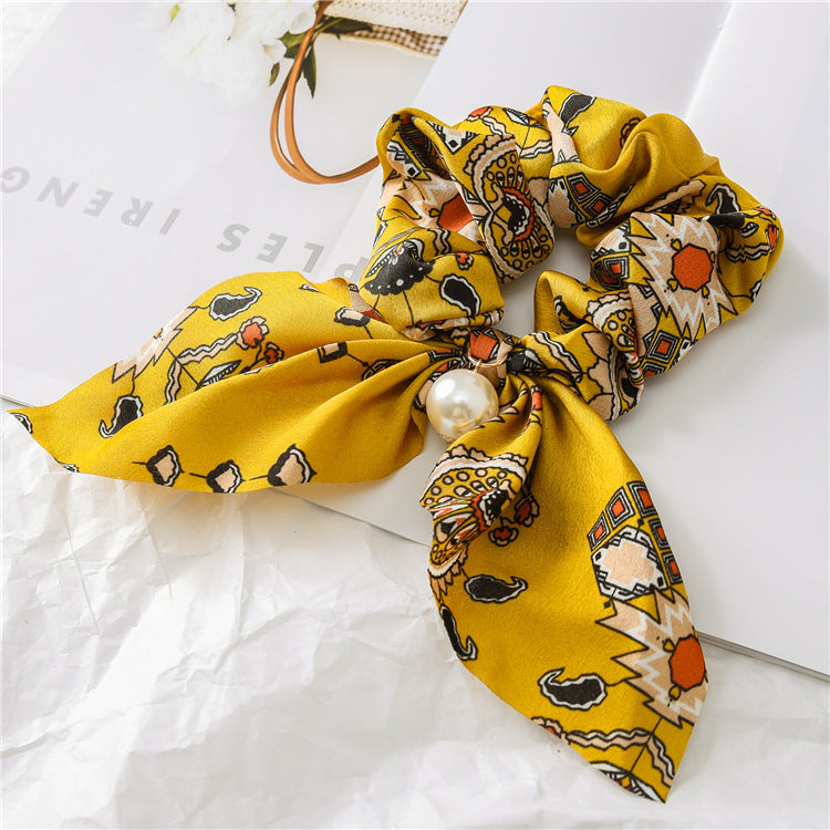Pearl Pendant Large Intestine Ring Hair Band Women's Hair Knot Knotted Big Bow Hair Rope Pearl Pendant Large Intestine Ring Hair Band Women's Hair Knot Knotted Big Bow Hair Rope